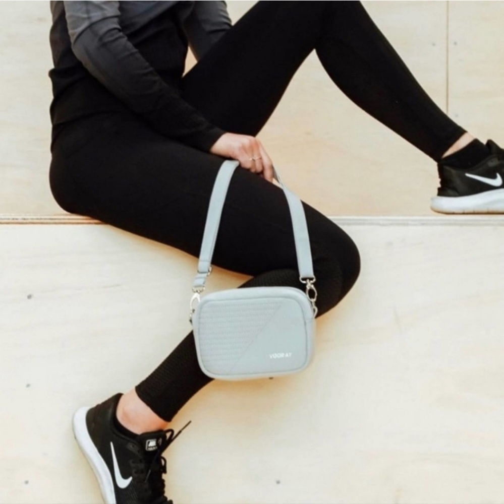 Vooray Light Gray Neoprene Crossbody Bag • New • Adjustable Strap